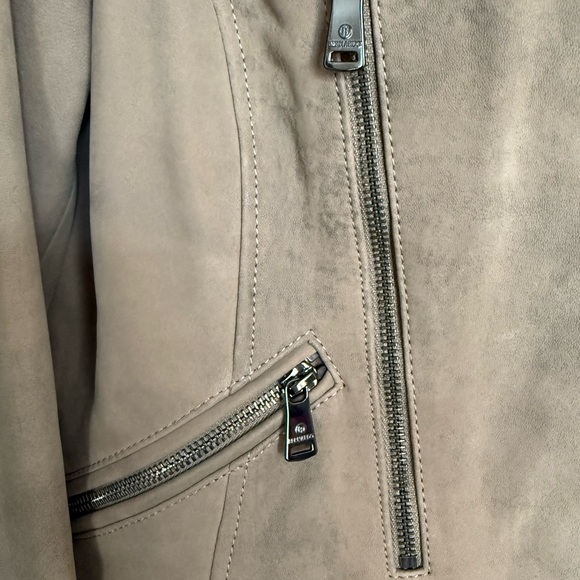 Bernardo Spessa Moto Leather Biker Jacket Taupe - Picture 8 of 16